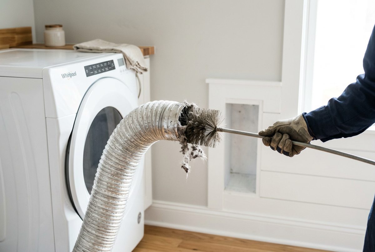 Dryer Vent Cleaning technician at work