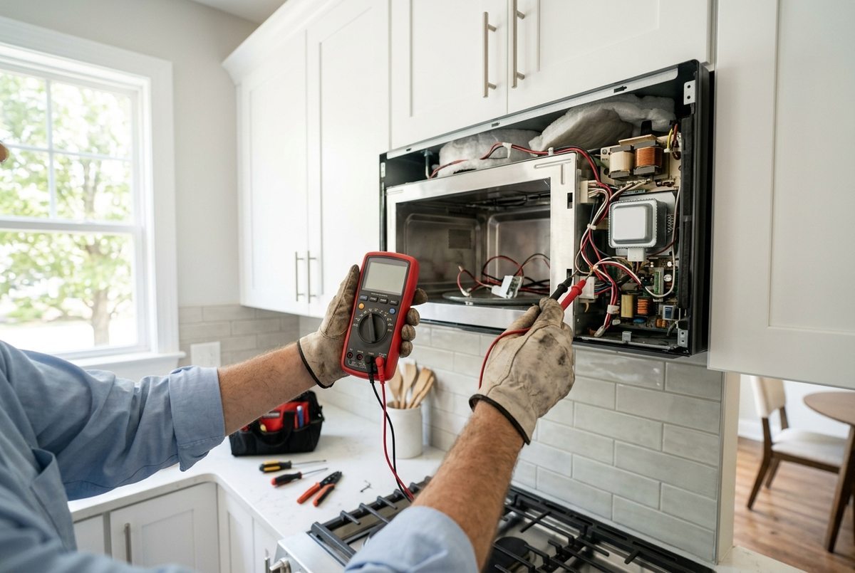 Microwave Repair technician at work