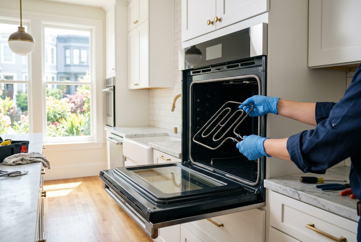 Oven Repair technician at work