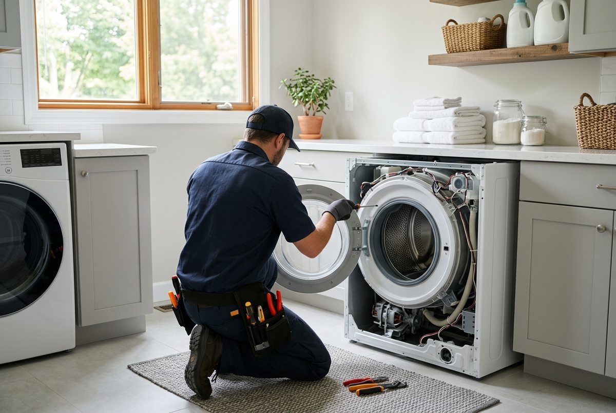 Washer Repair technician at work